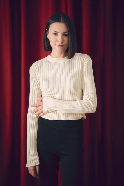 Fulla Moda Corded Crew Neck Knitwear Sweater