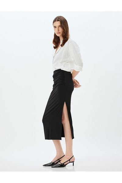 Koton Fusta creion drapată Slim Fit - Detaliată cu fantă laterală