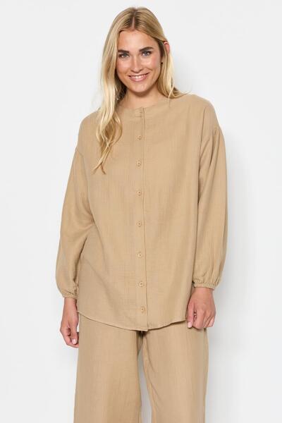 C&City Organic Cotton Muslin Shirt Trousers Set 9123 Beige