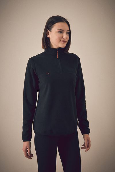 Fulla Moda Суитшърт от полар с половин цип и яка стойка
