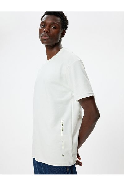 Koton Μπλουζάκι Oversize Cotton Blend - κοντό μανίκι, λαιμόκοψη, στάμπα με σύνθημα
