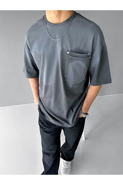 ablukaonline Ανδρικό μπλουζάκι Smoked Oversize - Τσέπη διπλής στρώσης