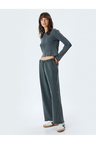 Koton Cotton Pale Effect Wide Leg Sweatpants