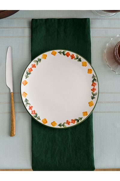 LC Waikiki Lcw Home Mixed Printed Flower Printed Ceramic Serving Plate 21 cm