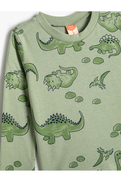 Koton Dinosaur Printed Long Sleeve Crew Neck T-Shirt