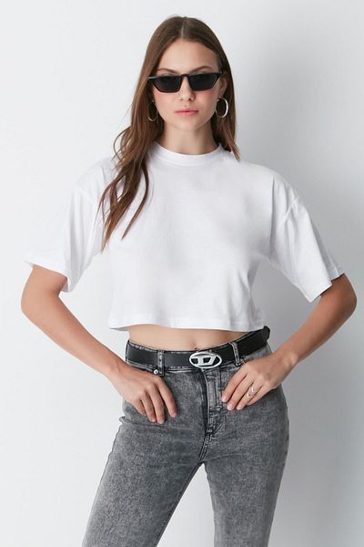 C&City Crew Neck Black/White Crop T-Shirt 959 - Πακέτο 2