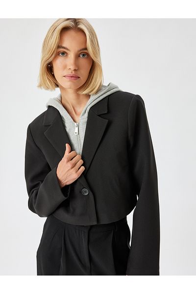Koton Bunda Crop Blazer s kapucí a dvojitým střihem