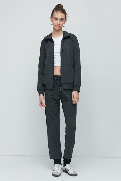 C&City Dámská tepláková souprava 9701 Anthracite s předním zipem na zip