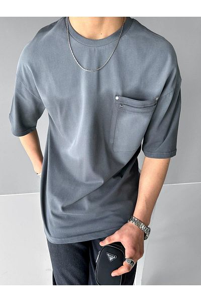 ablukaonline Ανδρικό μπλουζάκι Smoked Oversize - Τσέπη διπλής στρώσης