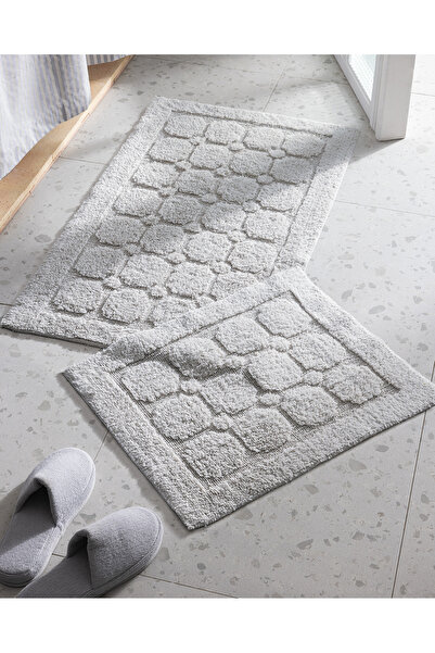Madame Coco Annabella 2 Pack Cotton Bath Mat - Gray