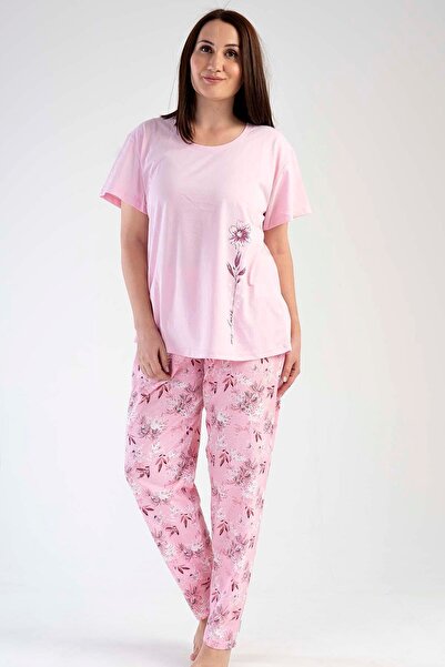 C&City Nagy méretű rövid ujjú pizsama szett Pink-441035