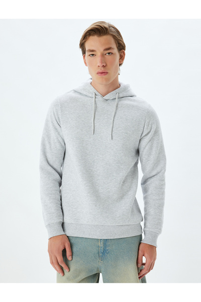 Koton Raised Cotton Basic Hooded Sweatshirt