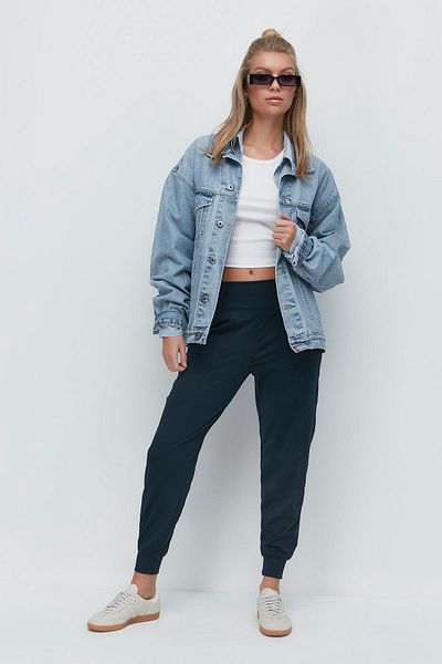 C&City Jogginghose mit hoher Taille und Bündchen am Bein 811 Smoked