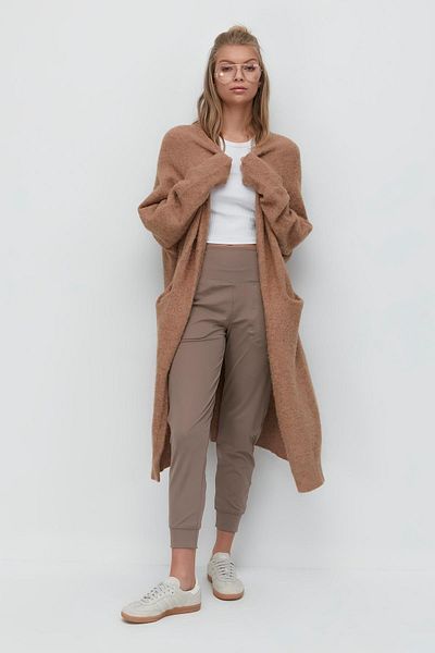 C&City Pantaloni de sport Jogger cu talie înaltă, cu manșete, 811 maro