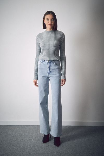 Fulla Moda Πλεκτό πουλόβερ με ραβδώσεις