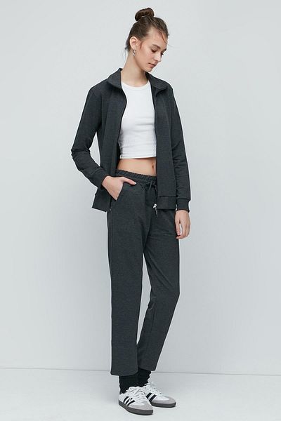 C&City Dámská tepláková souprava 9701 Anthracite s předním zipem na zip