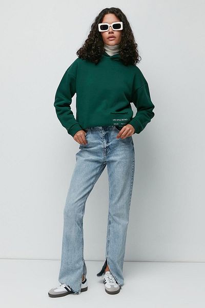 C&City Bedrucktes, langärmliges, dickes Sweatshirt mit Kapuze 952 Grün