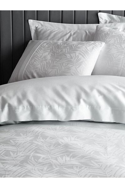 nuit dose Double Jacquard Satin Duvet Cover Set Leaf Ice Blue