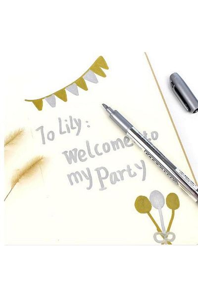 Hd Marketim Pen Writing Signature Drawing Craft Metallic Gray Color Wedding Card Signature Pen Water-Based Paint Pen