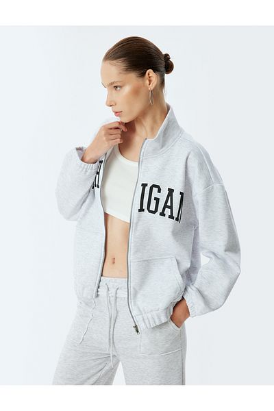 Koton Oversize mikina s vysokým límečkem na zip se zipem
