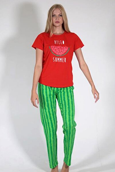 C&City Rövid ujjú pizsama szett Red-441005