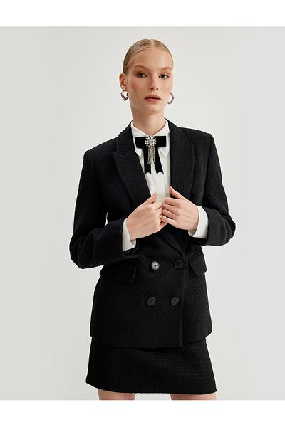 Koton Dvouřadá blejzrová bunda Slim Fit v délce boků