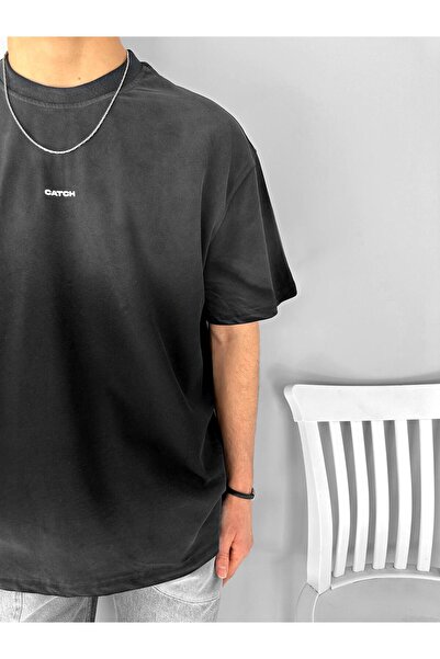 ablukaonline Μαύρο ανδρικό μπλουζάκι Oversize Washed Textured