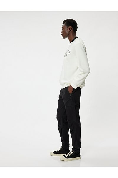 Koton Cotton Cargo Jogger Pants - Waist Lace-up and Pocket Detail