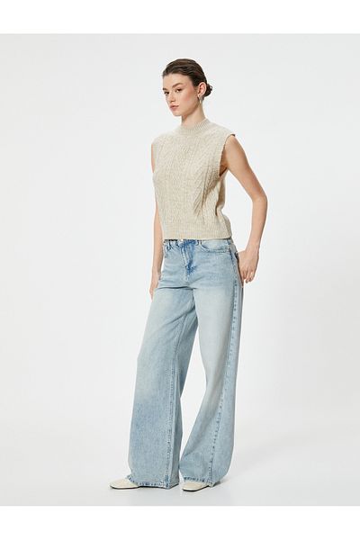 Koton Textured Crew Neck Sleeveless Hair Knit Sweater