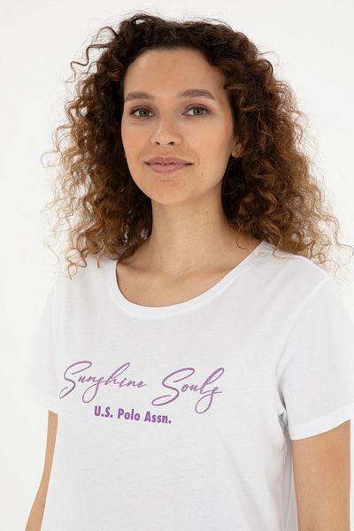 U.S. Polo Assn. Tricou alb de damă cu gât crew 50294748 -vr013