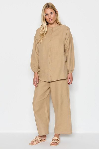 C&City Organic Cotton Muslin Shirt Trousers Set 9123 Beige