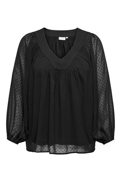 Only Carmakoma Top Normal geschnitten V-Ausschnitt Elastische Bündchen Ballonärmel Top