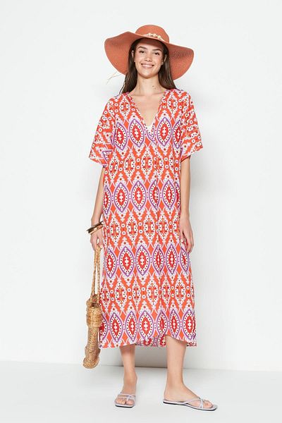 C&City Pareo Strandkleid 22328 Orange/Flieder