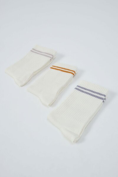 C&City Комплект дълги чорапи на райета в земен цвят от 3 части