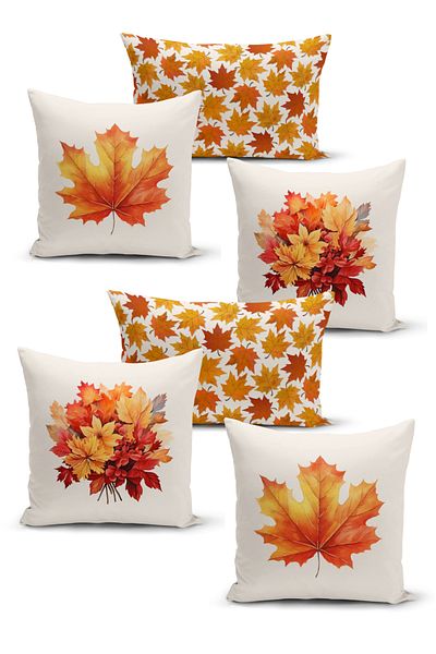 Bertille Home Autumn Series - Double Sided Digital Printed 6-Piece Throw Pillow Set (Halloween Autumn)