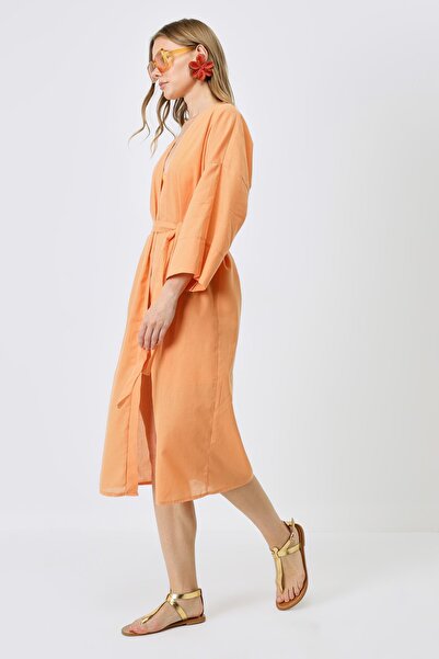 C&City Set kimono model pepene galben 9069 cu pantaloni scurți