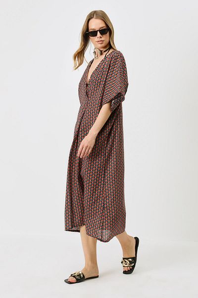 C&City Pareo 22328 Model Beach Dress - Black/Cream