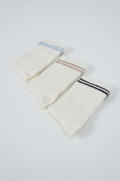C&City Set of 3 Striped Long Socks - Bulut