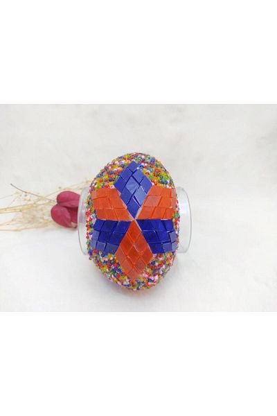 Hd Marketim Medium Size 10 Cm Lamp - Red Blue Mosaic Glass Head