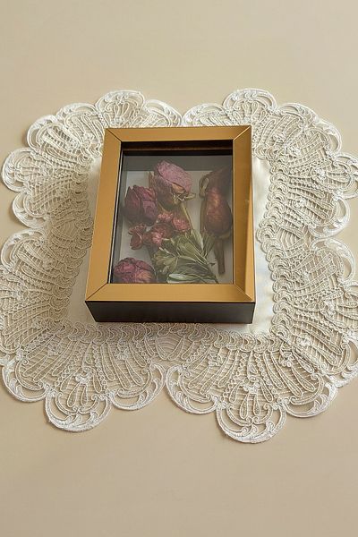 Verda Çerçeve 15x20x5 cm New Fashion Flower Memory Frame - Deep Rose Box