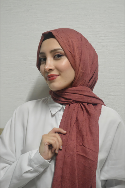 HeavenlyScarfs شال بامبو كراش بلون الخوخ