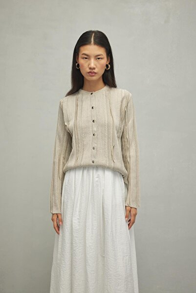 Fahhar Μπεζ Χρώμα Λάμψη Χρώματος Ζακέτα