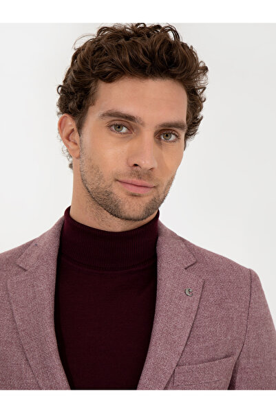 Cacharel Gül Kurusu Slim Fit Yün Karışımlı Mikro Desenli Ceket 50260594-VR026