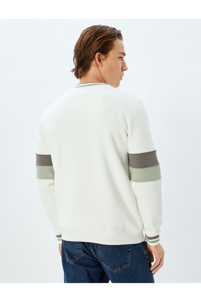 Koton Φούτερ Crew Neck Boxy - Color Block and Slogan Print, Cotton Blended