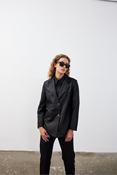 Fahhar Black Oversize Single Button Blazer