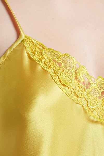 C&City 005 Women's Satin Nightgown Light Yellow