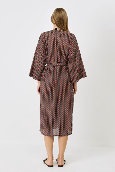 C&City 9069 Model Black/Cream Kimono Set with Shorts