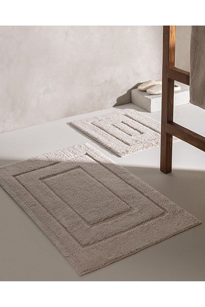Madame Coco Lambese 2-Piece Cotton Bath Mat - Stone