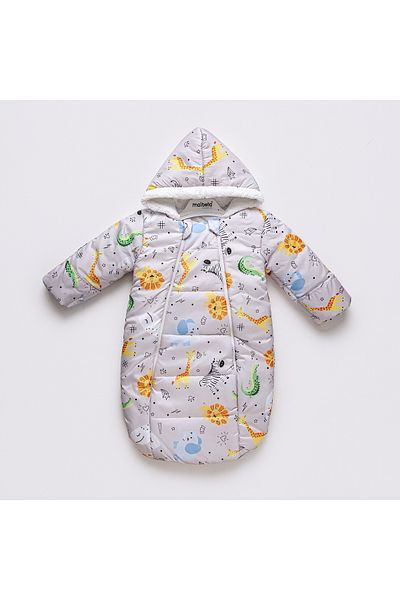 MAİBELLA Plush Winter Jumpsuit for Baby Boy Girl - Astronaut Cosmonaut with Forest Animal Figure and Zipper