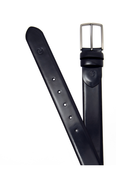 Cacharel حزام جلد كلاسيكي باللون الأزرق الداكن 50261852-200